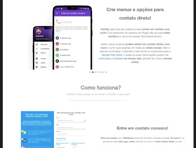 Página para app nativo a partir de site WordPress
